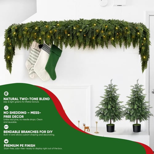 🏆2025 HOT SALE💥 Pre-lit Christmas Cedar Garland - Image 3