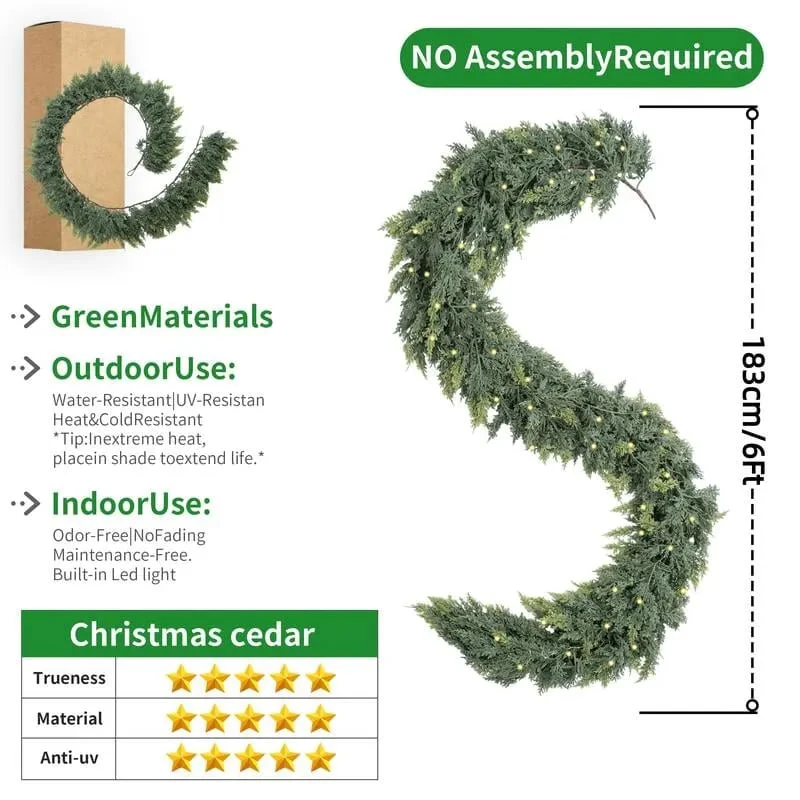 🏆2025 HOT SALE💥 Pre-lit Christmas Cedar Garland - Image 5