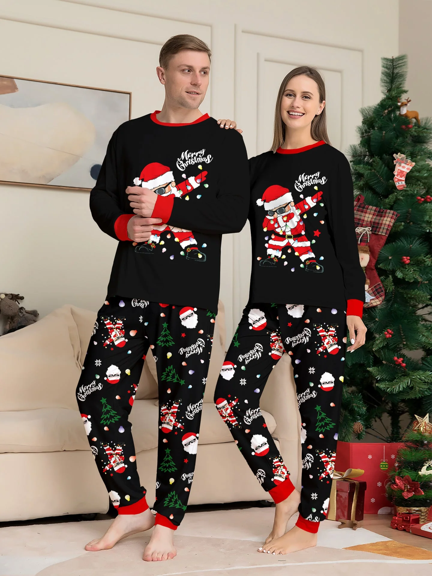 Black Matching Family Christmas Pajamas | Adults, Kids & Dog Pajamas - Image 2