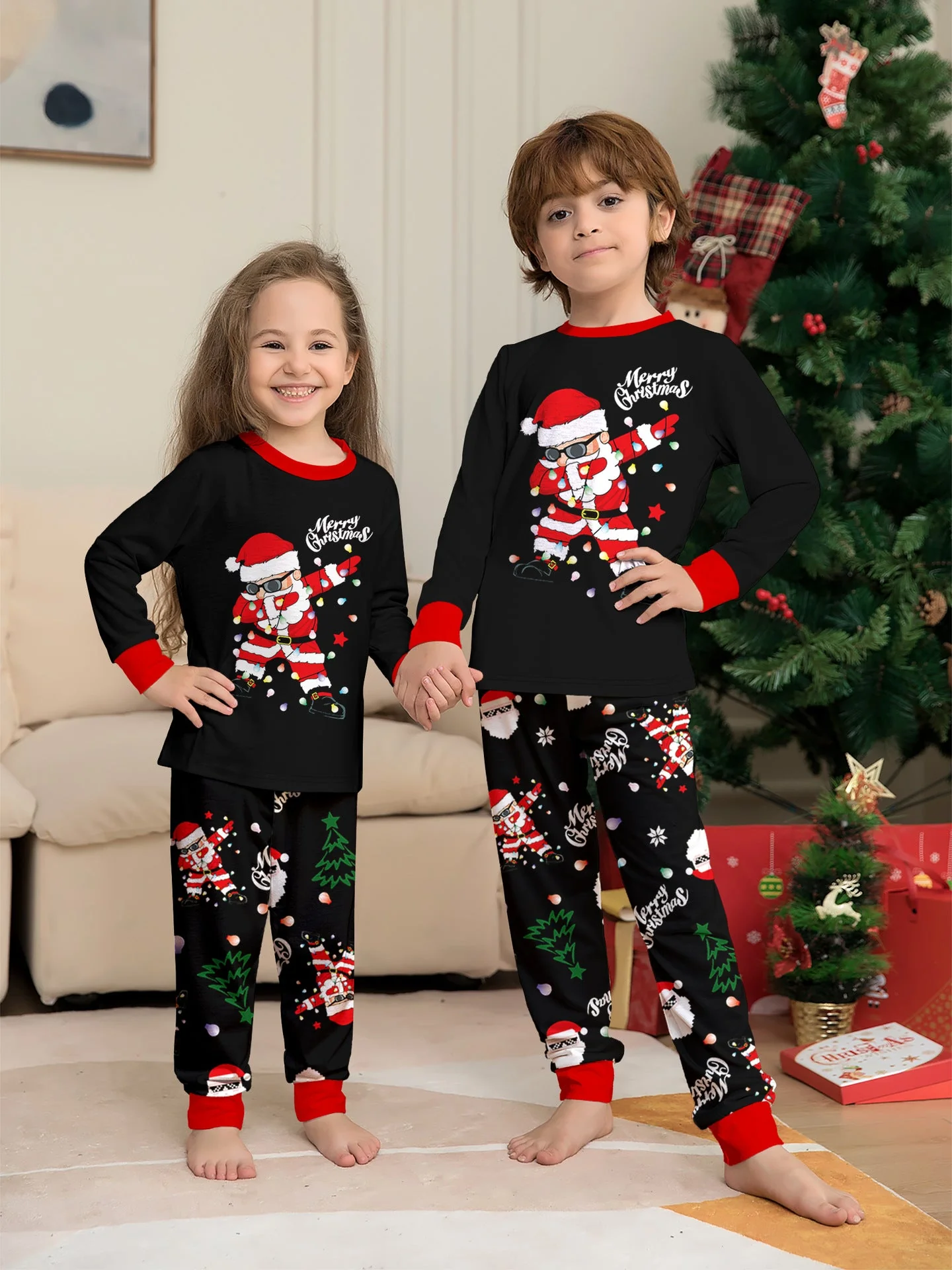 Black Matching Family Christmas Pajamas | Adults, Kids & Dog Pajamas - Image 7