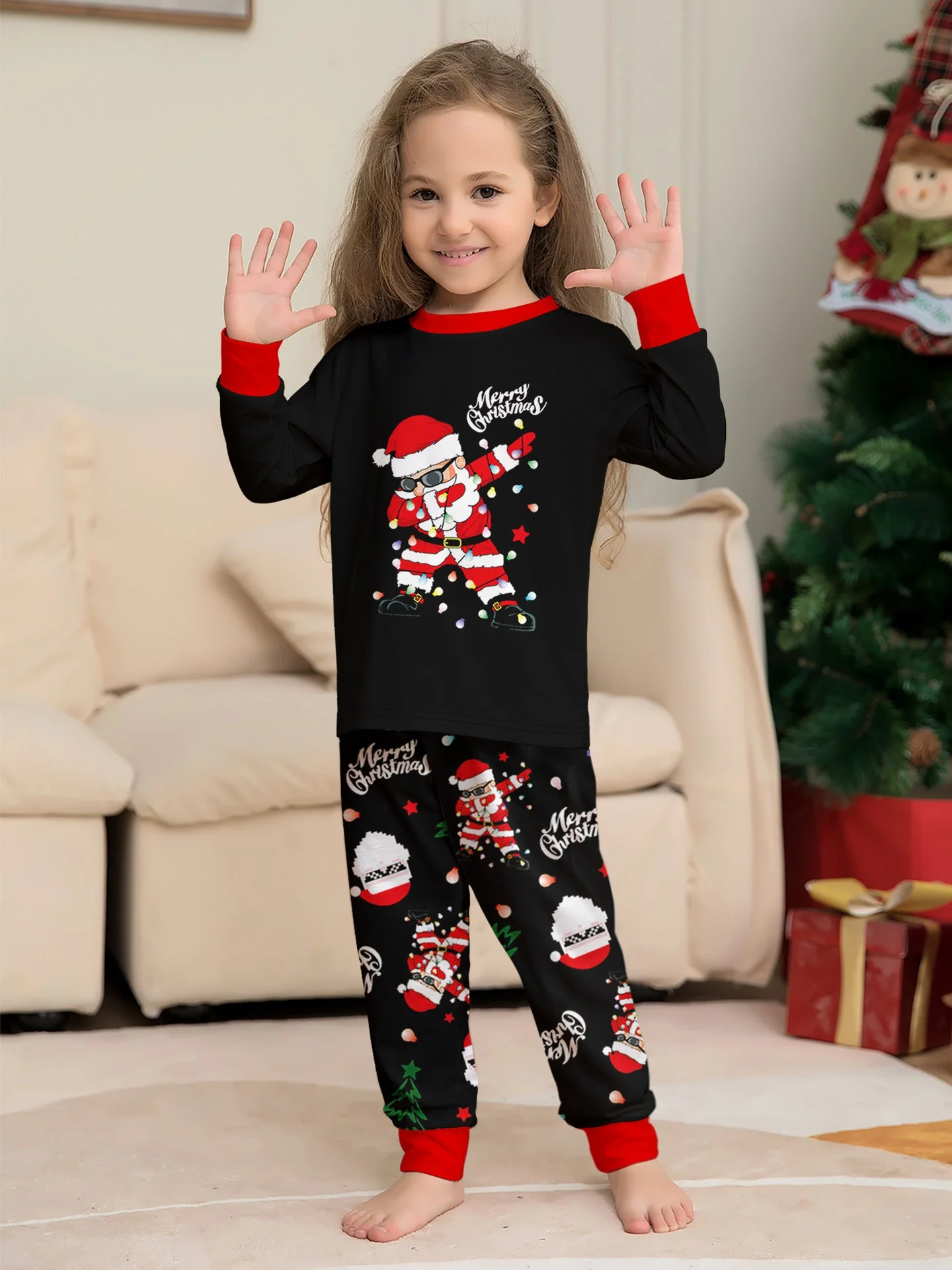 Black Matching Family Christmas Pajamas | Adults, Kids & Dog Pajamas - Image 9