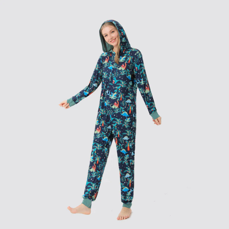 Blue Christmas Hooded Matching Family Christmas Pajamas Onesies - Image 5