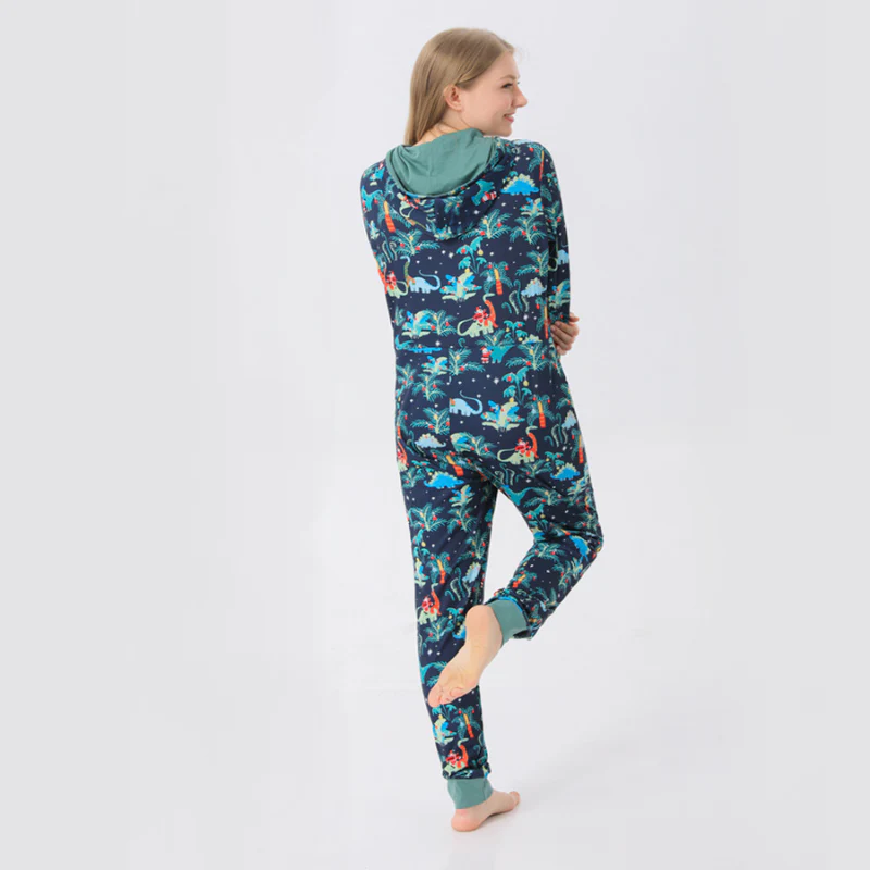 Blue Christmas Hooded Matching Family Christmas Pajamas Onesies - Image 6