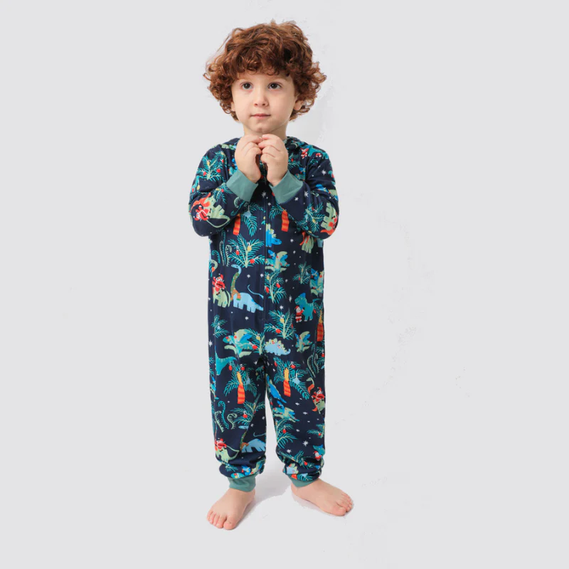 Blue Christmas Hooded Matching Family Christmas Pajamas Onesies - Image 7