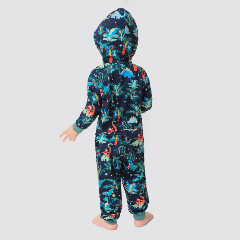 Blue Christmas Hooded Matching Family Christmas Pajamas Onesies - Image 8