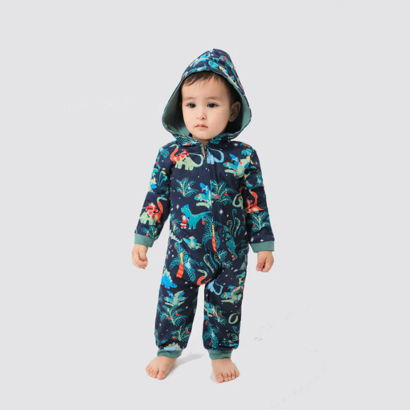Blue Christmas Hooded Matching Family Christmas Pajamas Onesies - Image 9