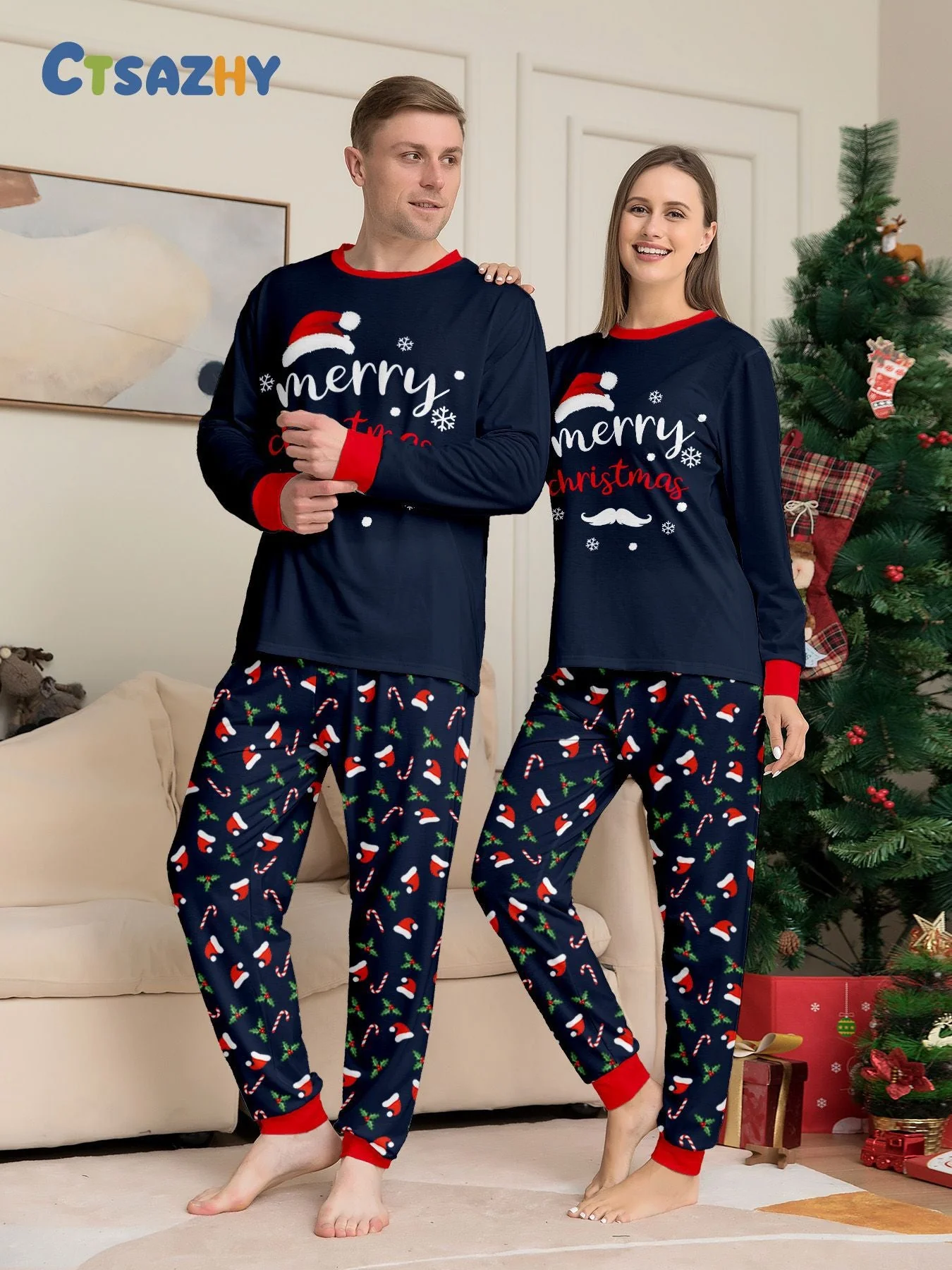 Blue Holidy Matching Family Christmas Pajamas | Adults, Kids & Dog Pajamas - Image 2