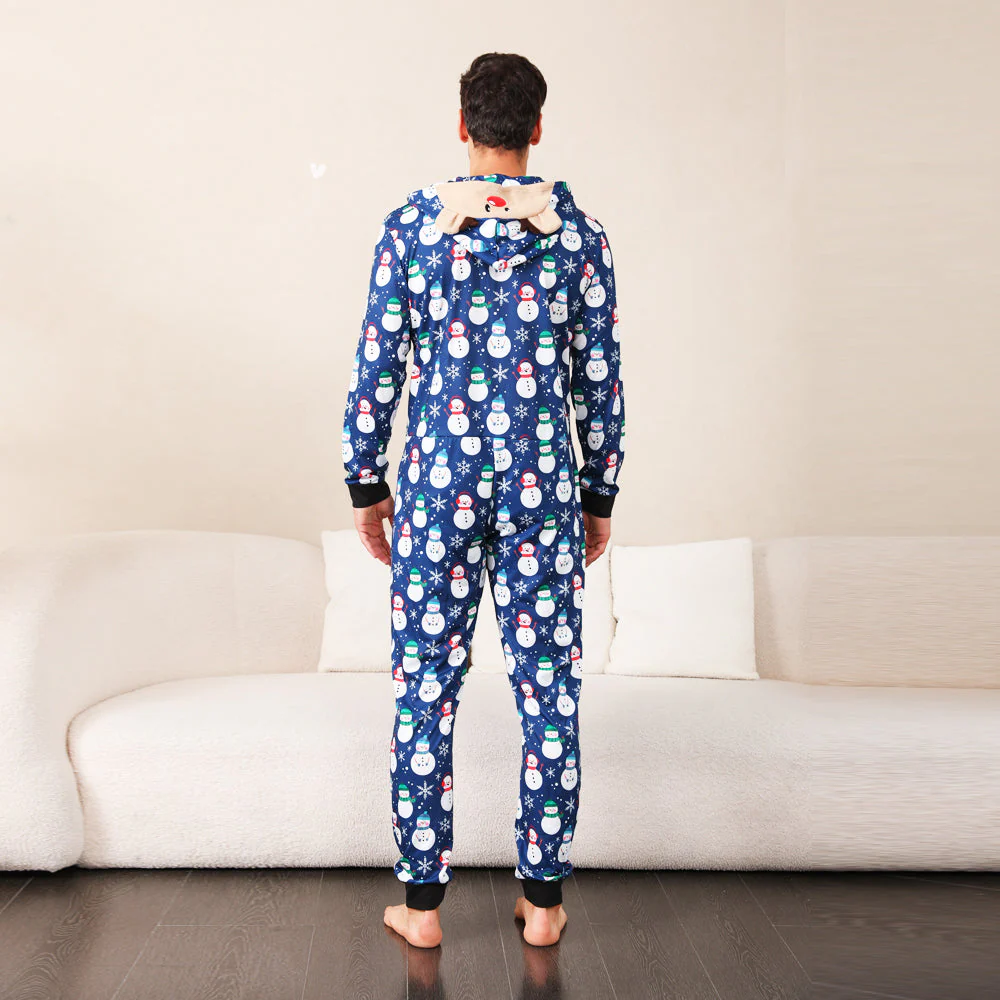 Blue Snowman Matching Family Christmas Pajamas Onesies - Image 6