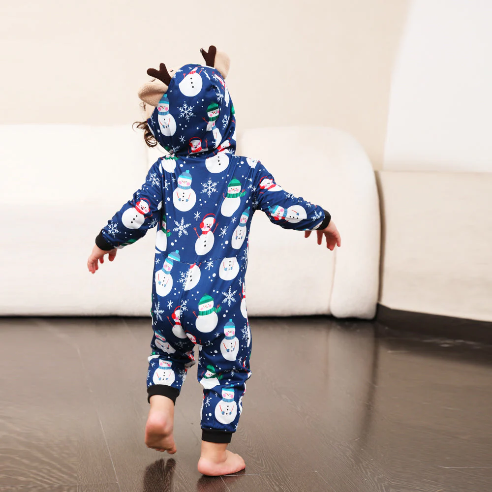 Blue Snowman Matching Family Christmas Pajamas Onesies - Image 8