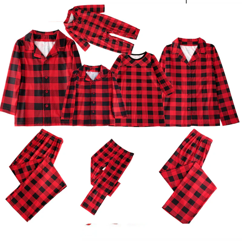 Buffalo Plaid Matching Family Christmas Pajamas-Dog Pajamas Included - Image 3