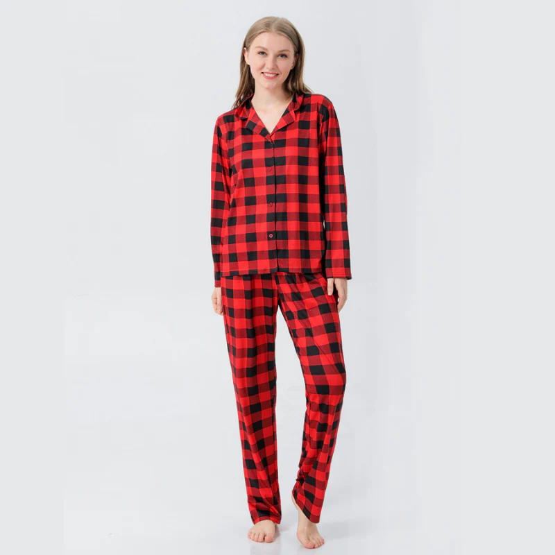 Buffalo Plaid Matching Family Christmas Pajamas-Dog Pajamas Included - Image 4