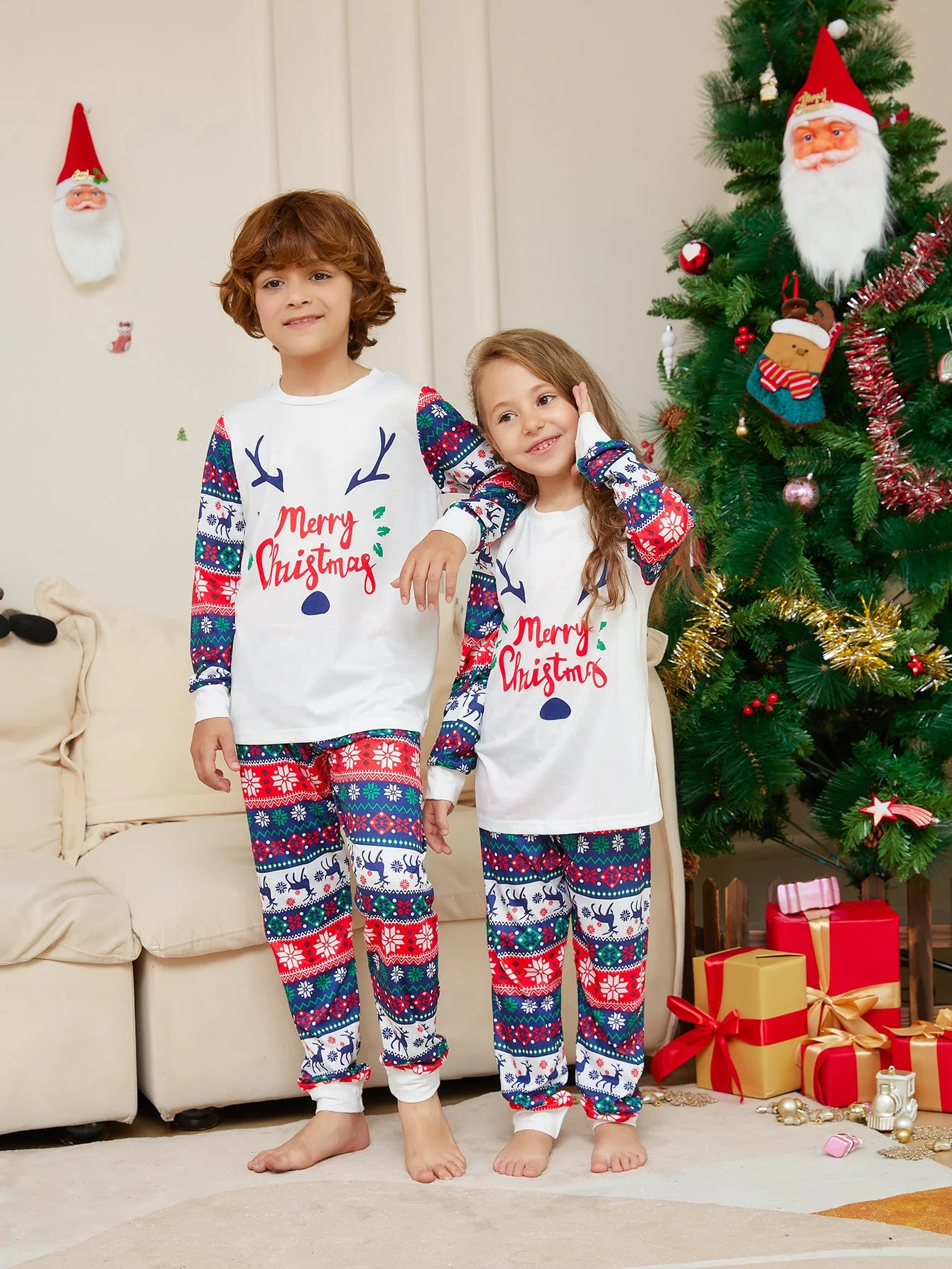 Christmas Checkered Deer Matching Family Christmas Pajamas | Adults, Kids & Dog Pajamas - Image 4