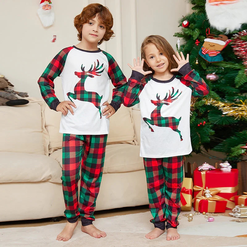 Christmas Checkered Deer Matching Family Christmas Pajamas | Adults, Kids & Dog Pajamas - Image 3