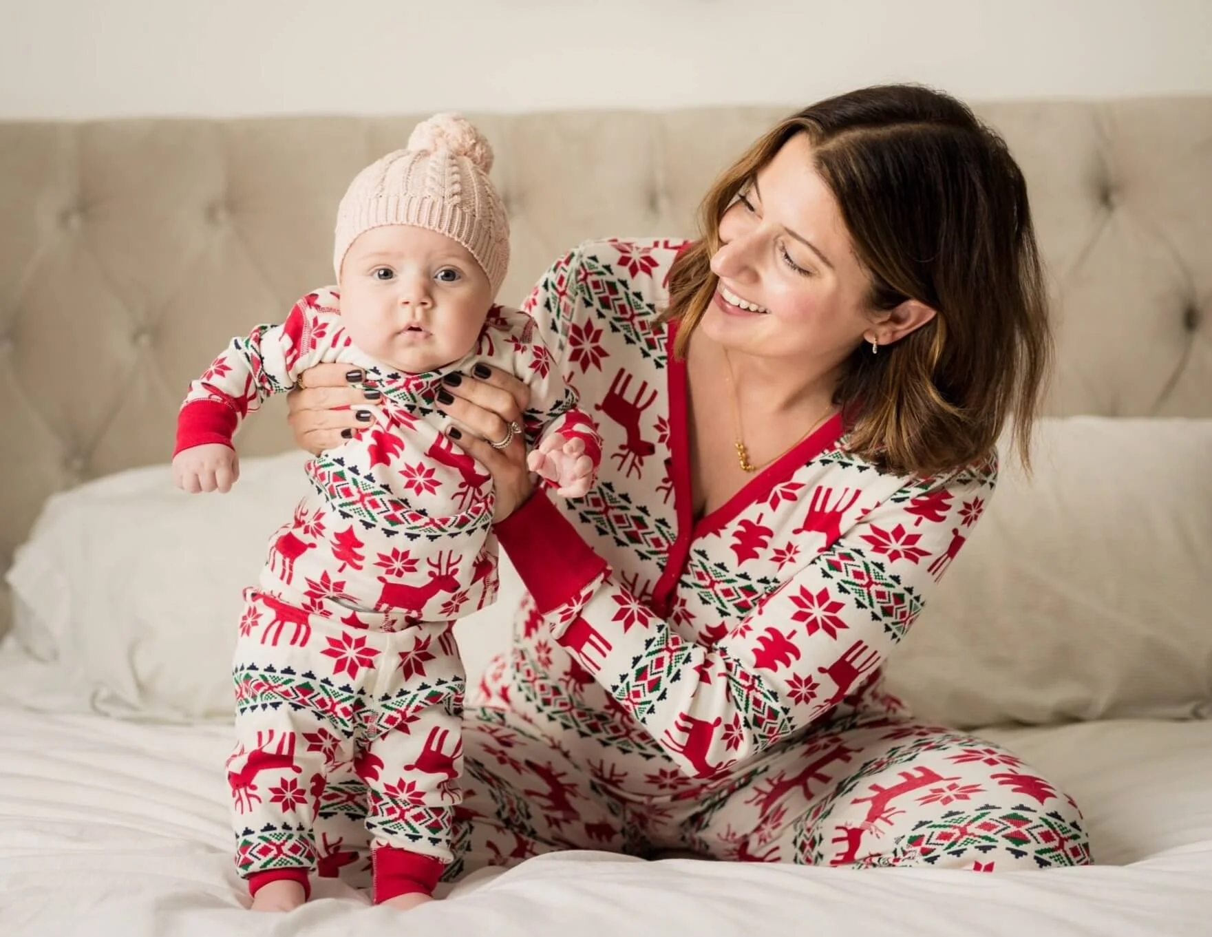 Christmas Deer and Snowflake Matching Family Christmas Pajamas-Dog Pajamas Included - Image 3
