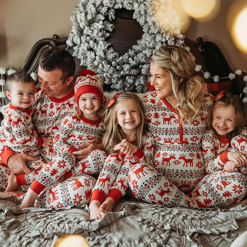 Christmas Deer and Snowflake Matching Family Christmas Pajamas-Dog Pajamas Included - Image 4