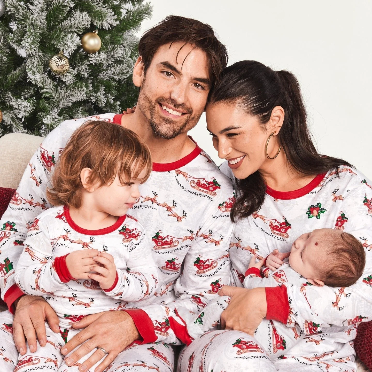 Christmas Reindeer and Snowman Print Matching Family Christmas Pajamas - Image 2