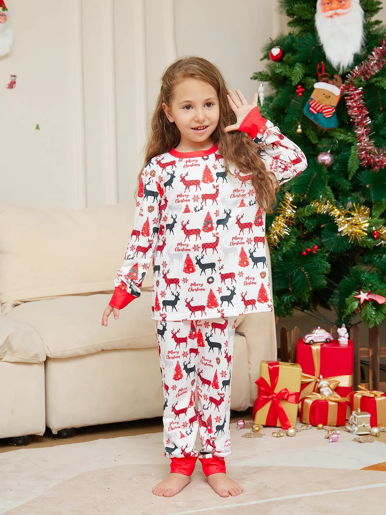 Christmas Reindeer Print Matching Family Christmas Pajamas | Adults, Kids & Dog Pajamas - Image 3