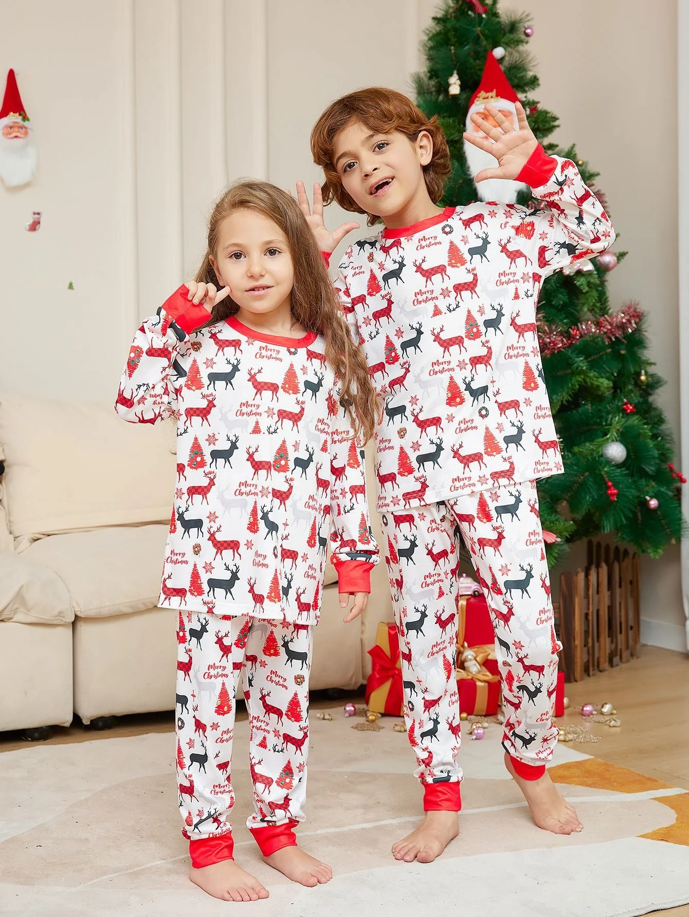 Christmas Reindeer Print Matching Family Christmas Pajamas | Adults, Kids & Dog Pajamas - Image 4