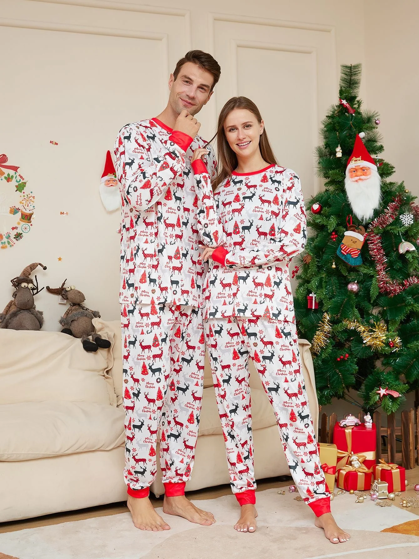 Christmas Reindeer Print Matching Family Christmas Pajamas | Adults, Kids & Dog Pajamas - Image 6