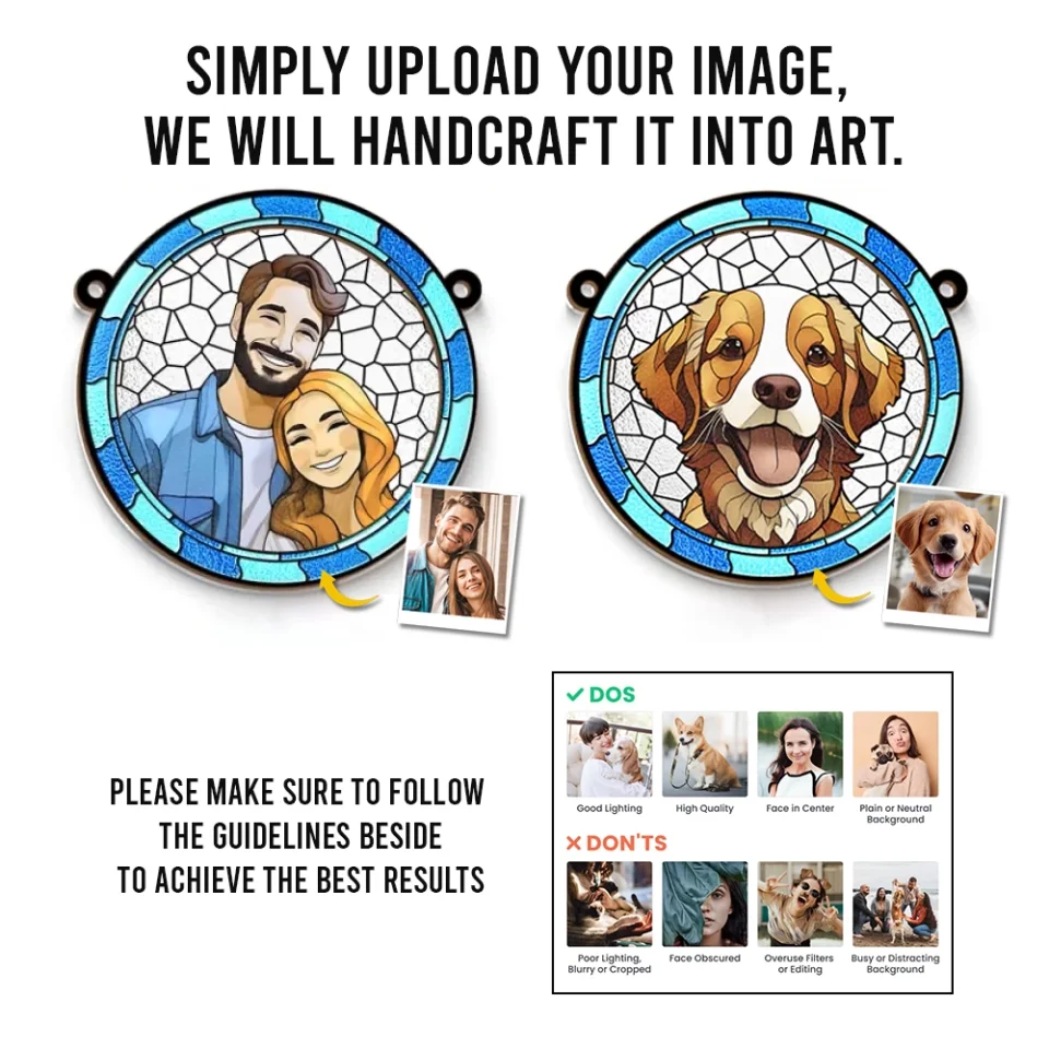 Personalized Couple Family Window Hanging Suncatcher Ornament - Image 3