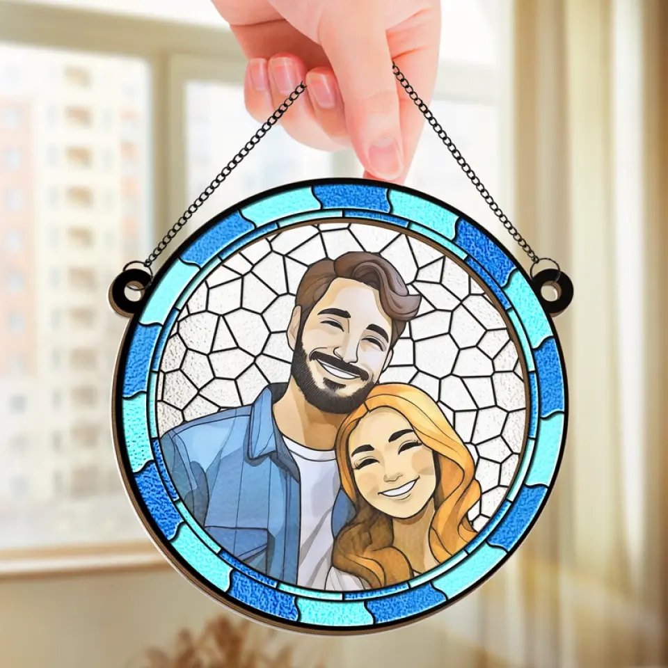 Personalized Couple Family Window Hanging Suncatcher Ornament - Image 4