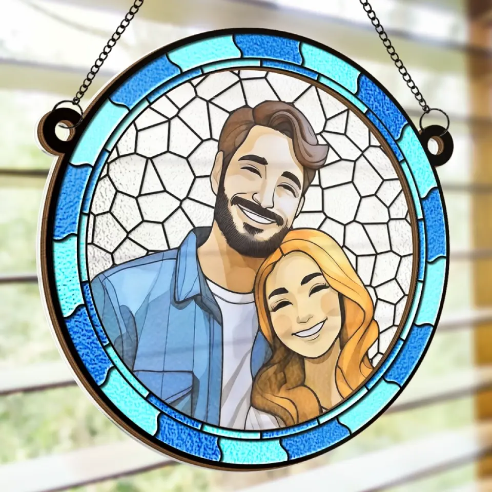 Personalized Couple Family Window Hanging Suncatcher Ornament - Image 5