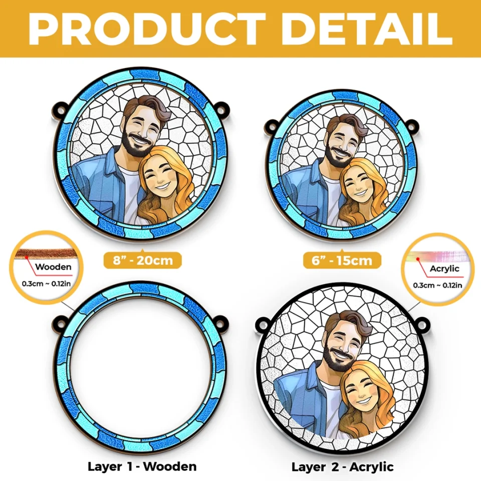 Personalized Couple Family Window Hanging Suncatcher Ornament - Image 6