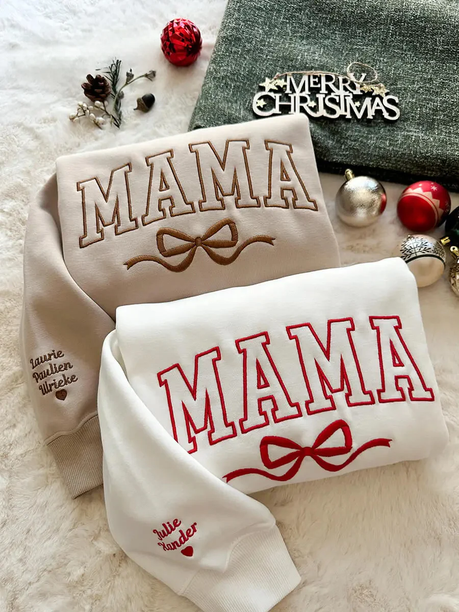 Custom Bow College Mama Embroidered Sweatshirt - Image 4