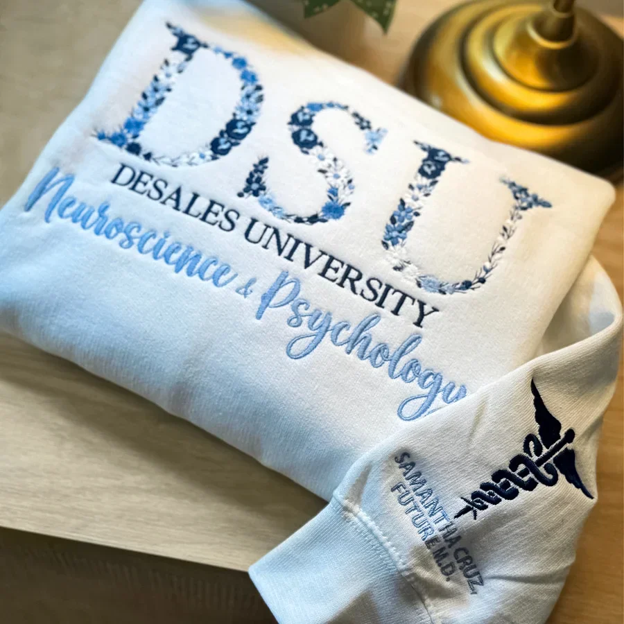 Custom College Floral Letter Embroidered Sweatshirt - Image 12