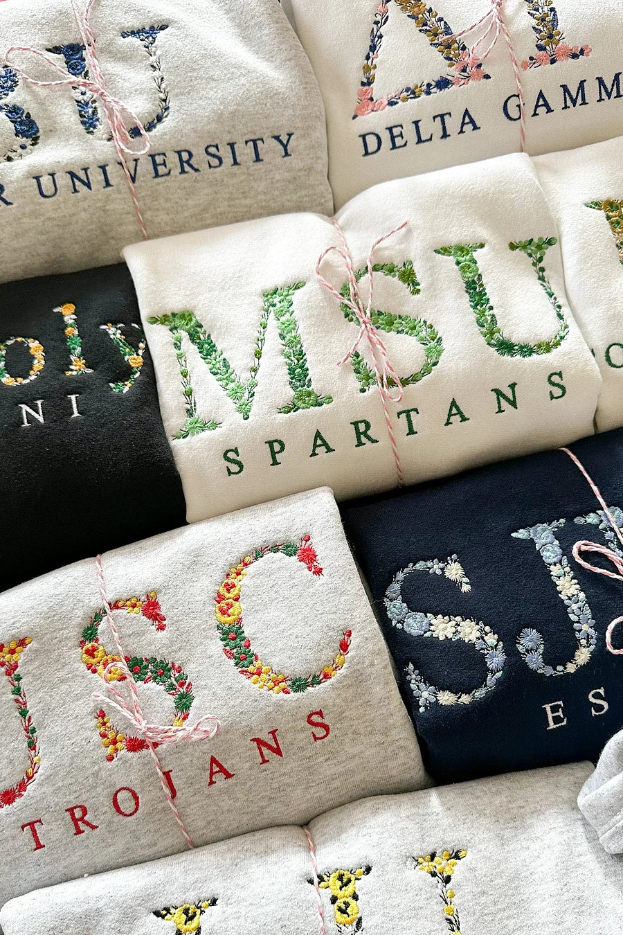 Custom College Floral Letter Embroidered Sweatshirt - Image 14