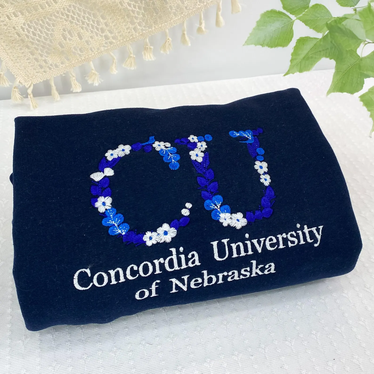 Custom College Floral Letter Embroidered Sweatshirt - Image 15