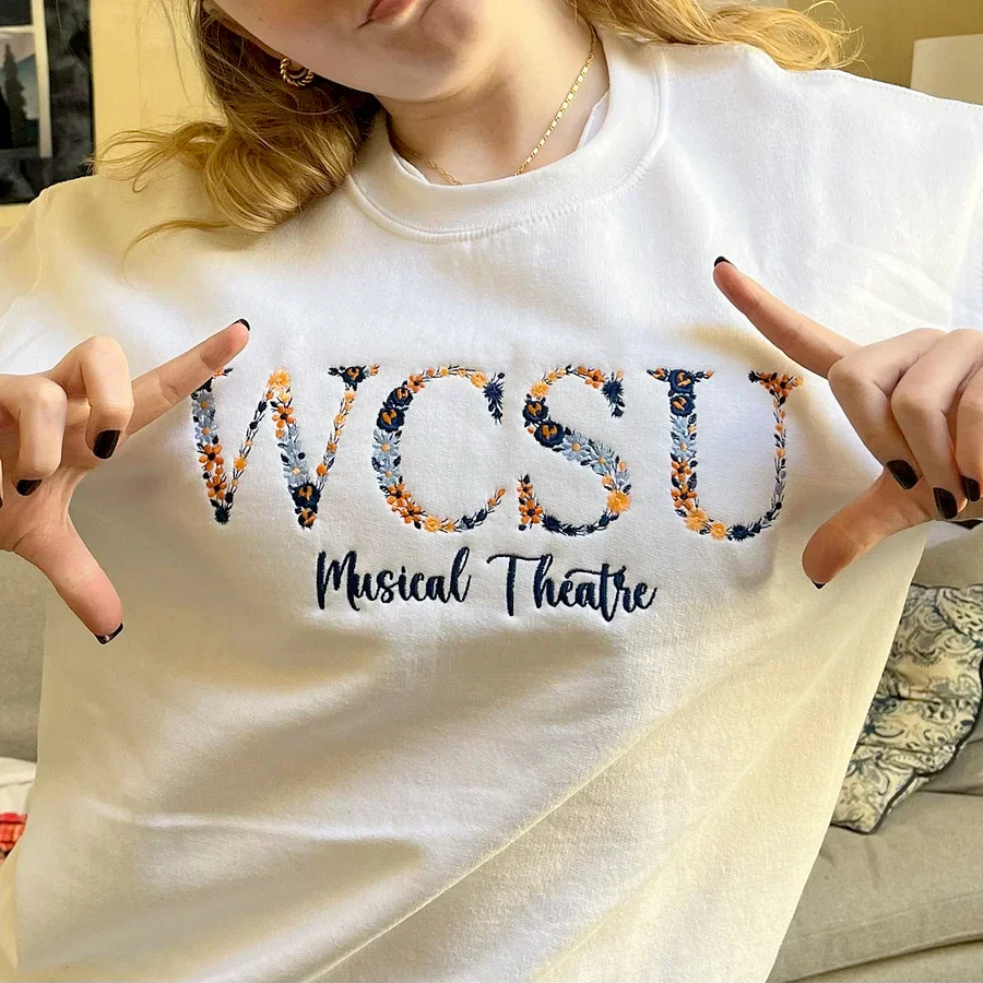 Custom College Floral Letter Embroidered Sweatshirt - Image 4