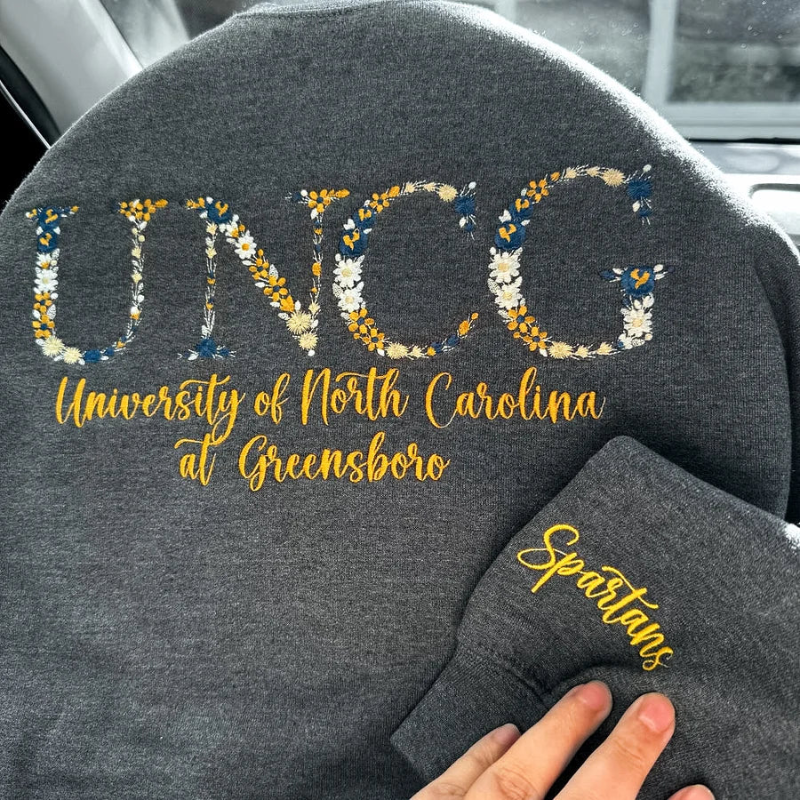 Custom College Floral Letter Embroidered Sweatshirt - Image 5