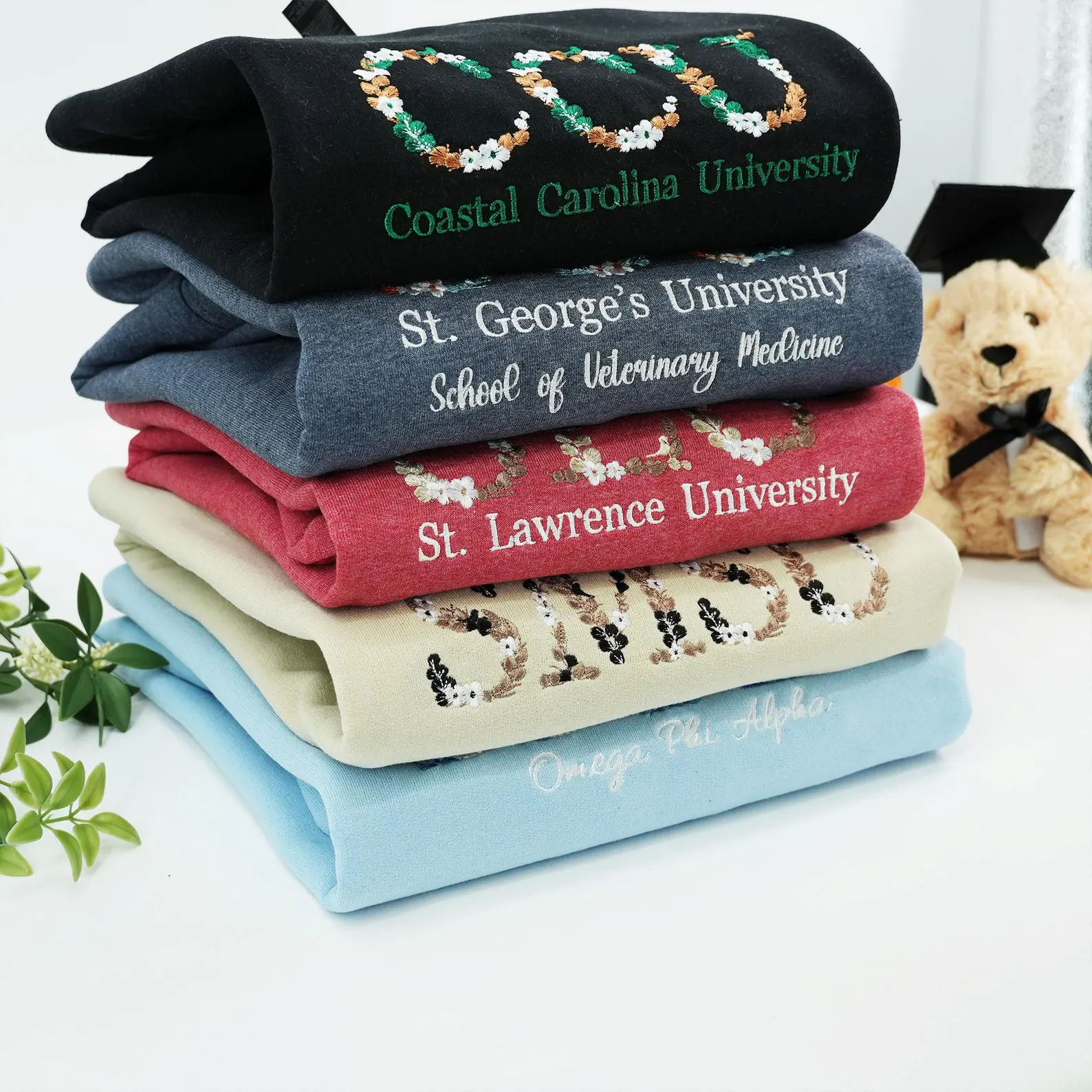 Custom College Floral Letter Embroidered Sweatshirt - Image 8