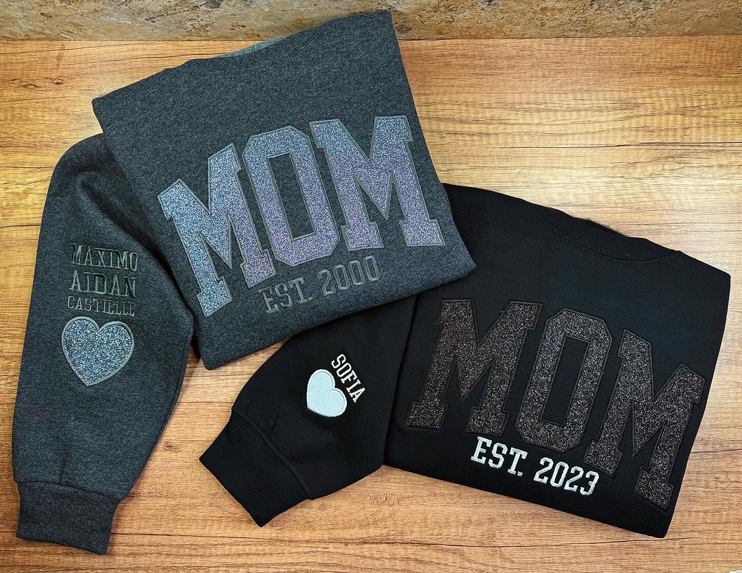 Custom Embroidered Applique Glitter Mama Sweatshirt - Image 10