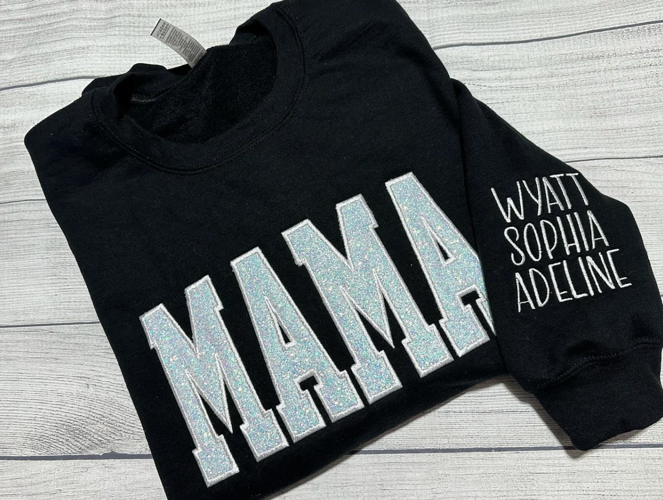 Custom Embroidered Applique Glitter Mama Sweatshirt - Image 15