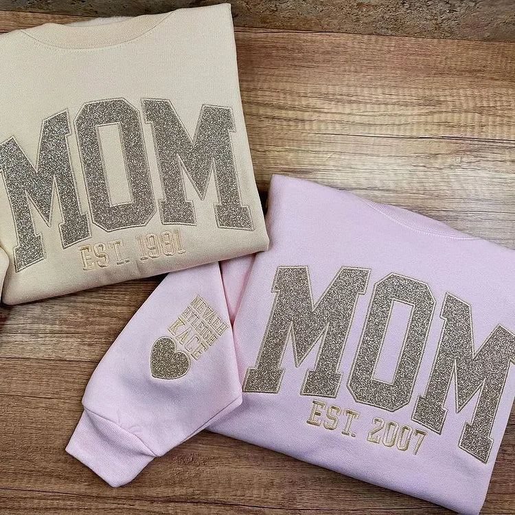 Custom Embroidered Applique Glitter Mama Sweatshirt - Image 16