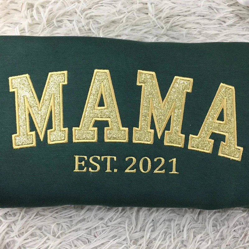 Custom Embroidered Applique Glitter Mama Sweatshirt - Image 4