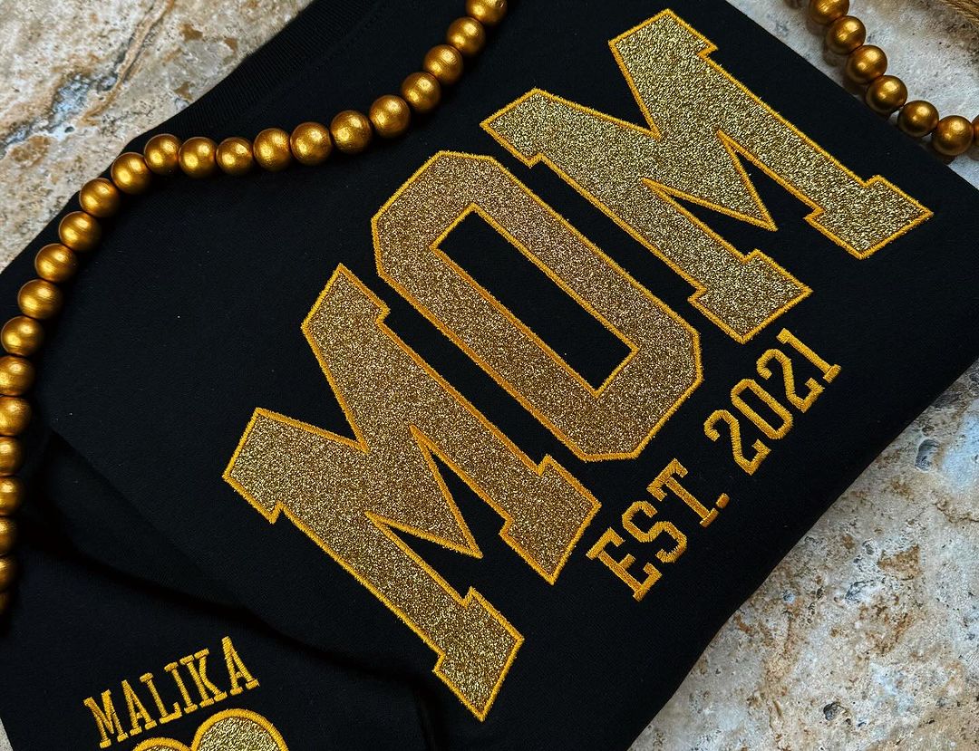 Custom Embroidered Applique Glitter Mama Sweatshirt - Image 6
