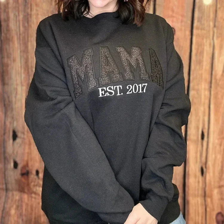 Custom Embroidered Applique Glitter Mama Sweatshirt - Image 9
