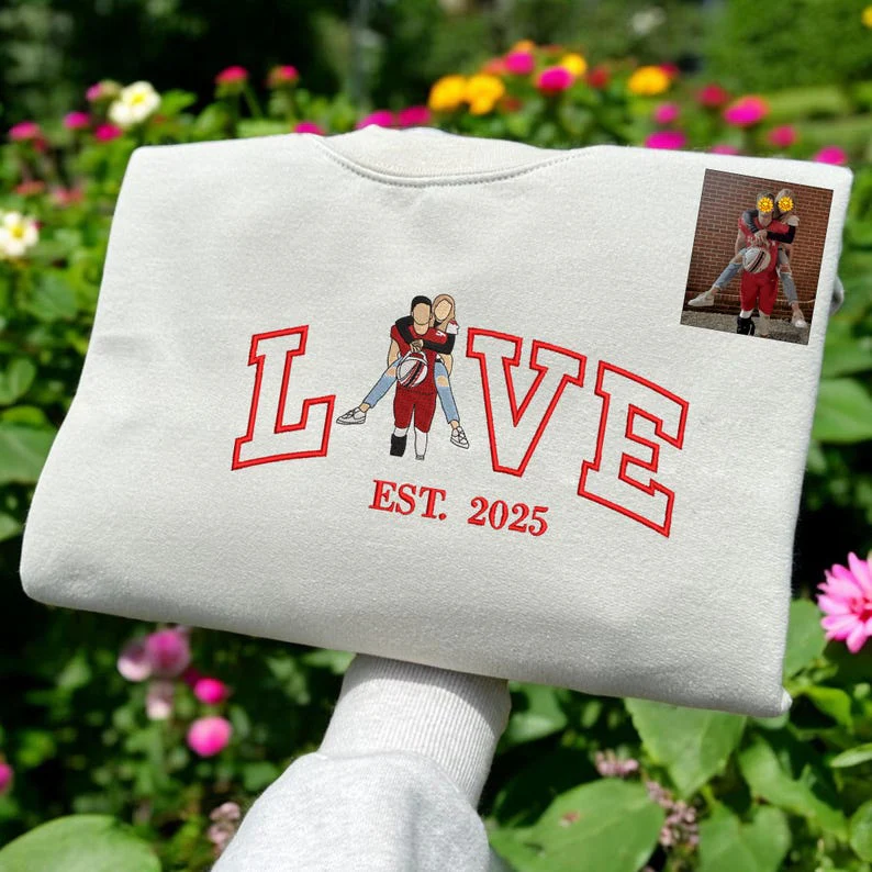 Custom LOVE Embroidered Portrait from Photo Sweatshirt - Image 3