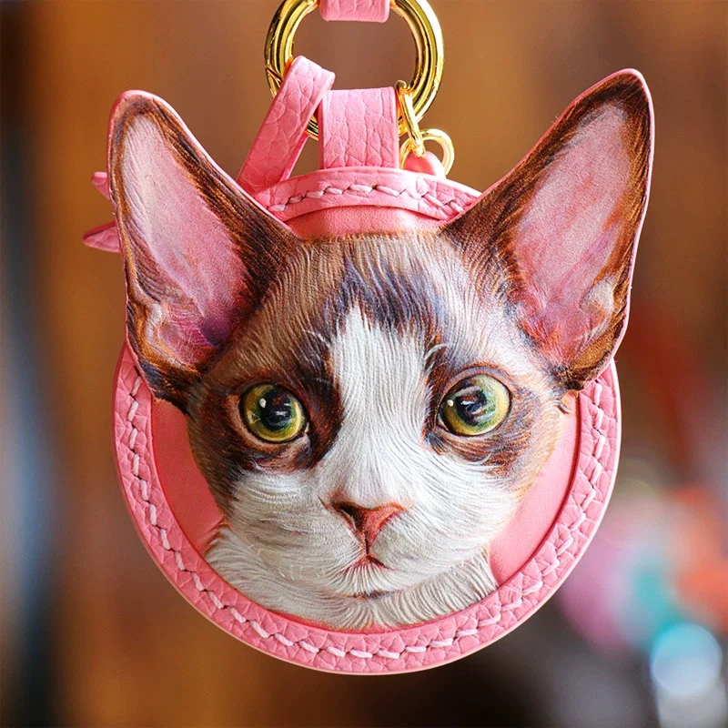 Custom Pet Leather Key Chains,Handmade 3D Leather Carving,Hand Drawn & Colored - Image 7