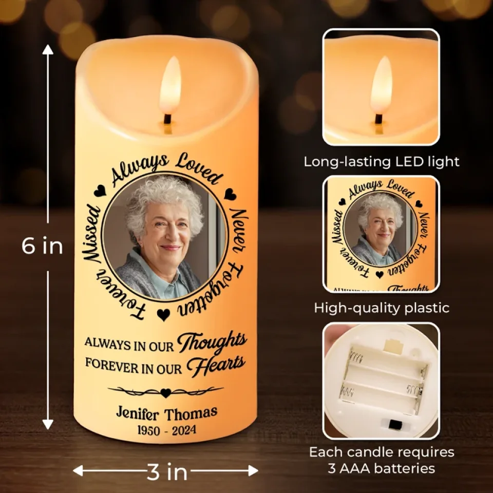 Memorial Personalized Custom LED Candle - Image 4