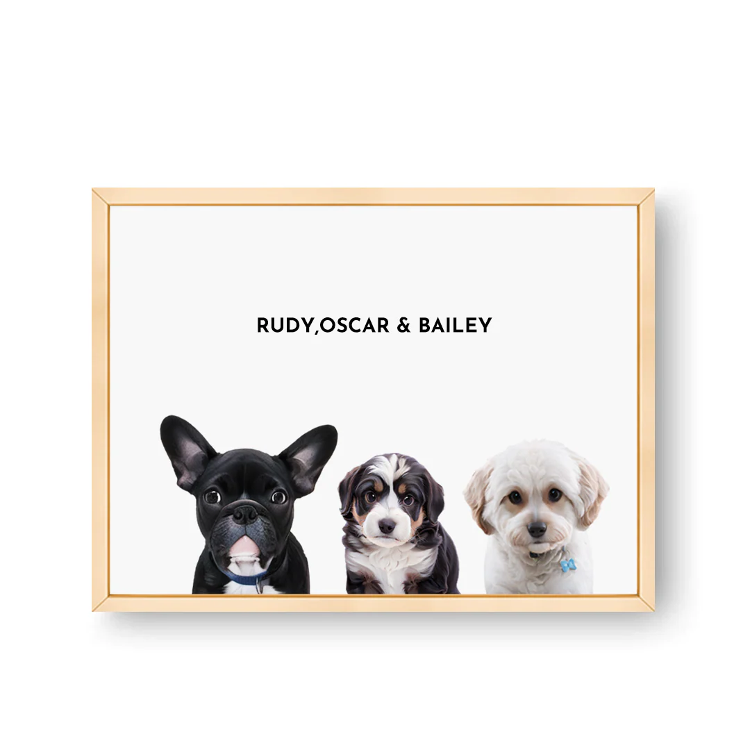 Custom Three Pet Portrait - Image 3