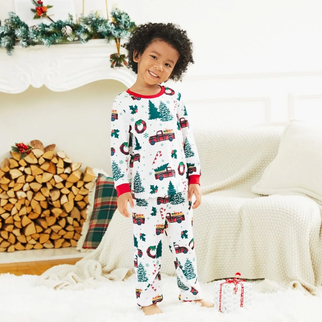 Cute Christmas Tree Truck Matching Family Christmas Pajamas - Image 5