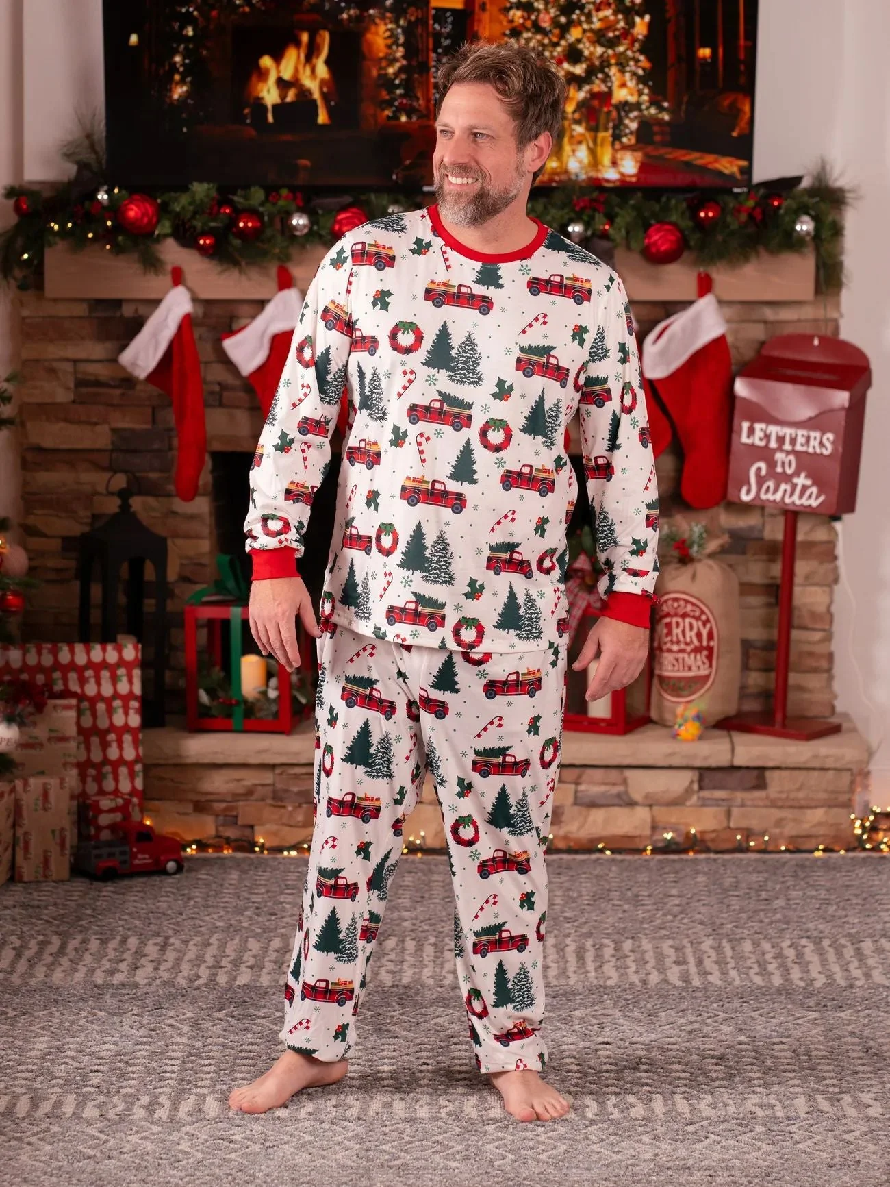 Cute Christmas Tree Truck Matching Family Christmas Pajamas - Image 6