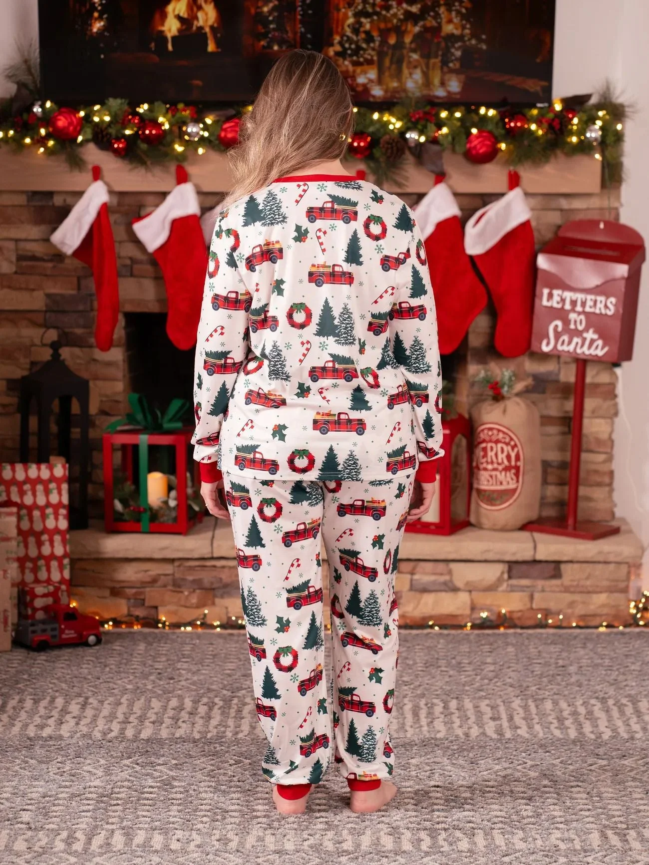 Cute Christmas Tree Truck Matching Family Christmas Pajamas - Image 7