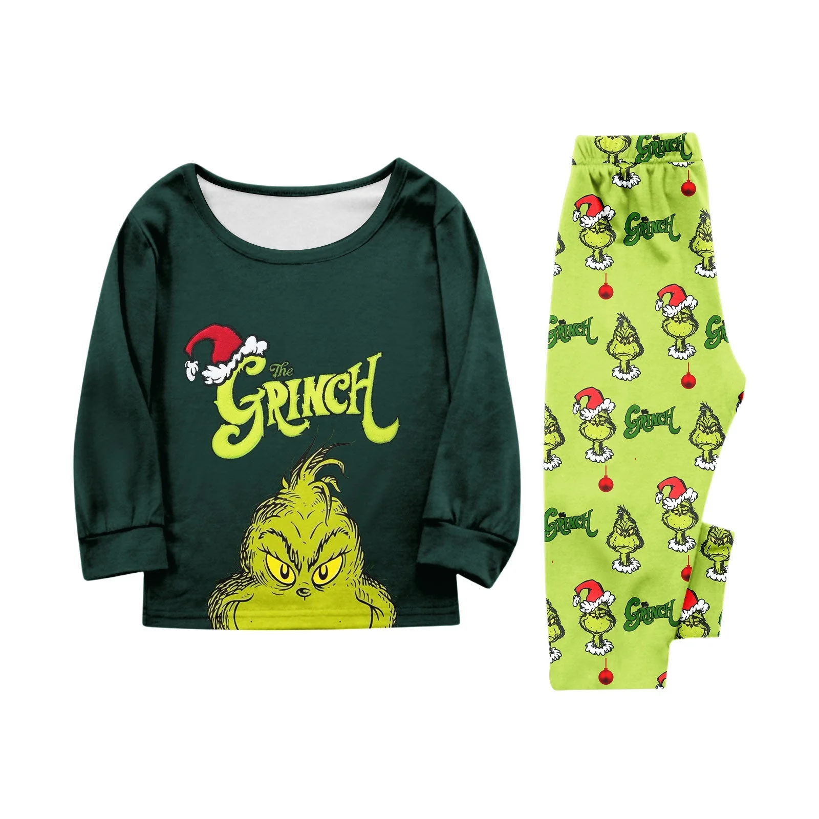 Cute Green Grinch Matching Family Christmas Pajamas - Image 2