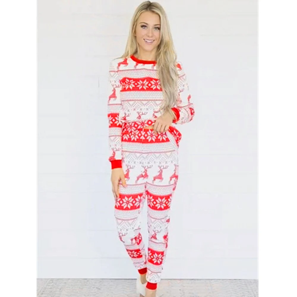 Cute Reindeer Print Matching Family Christmas Pajamas - Image 10