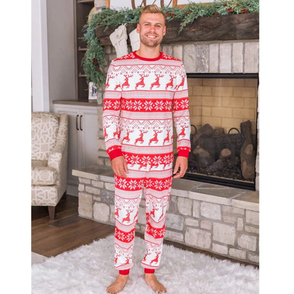 Cute Reindeer Print Matching Family Christmas Pajamas - Image 6